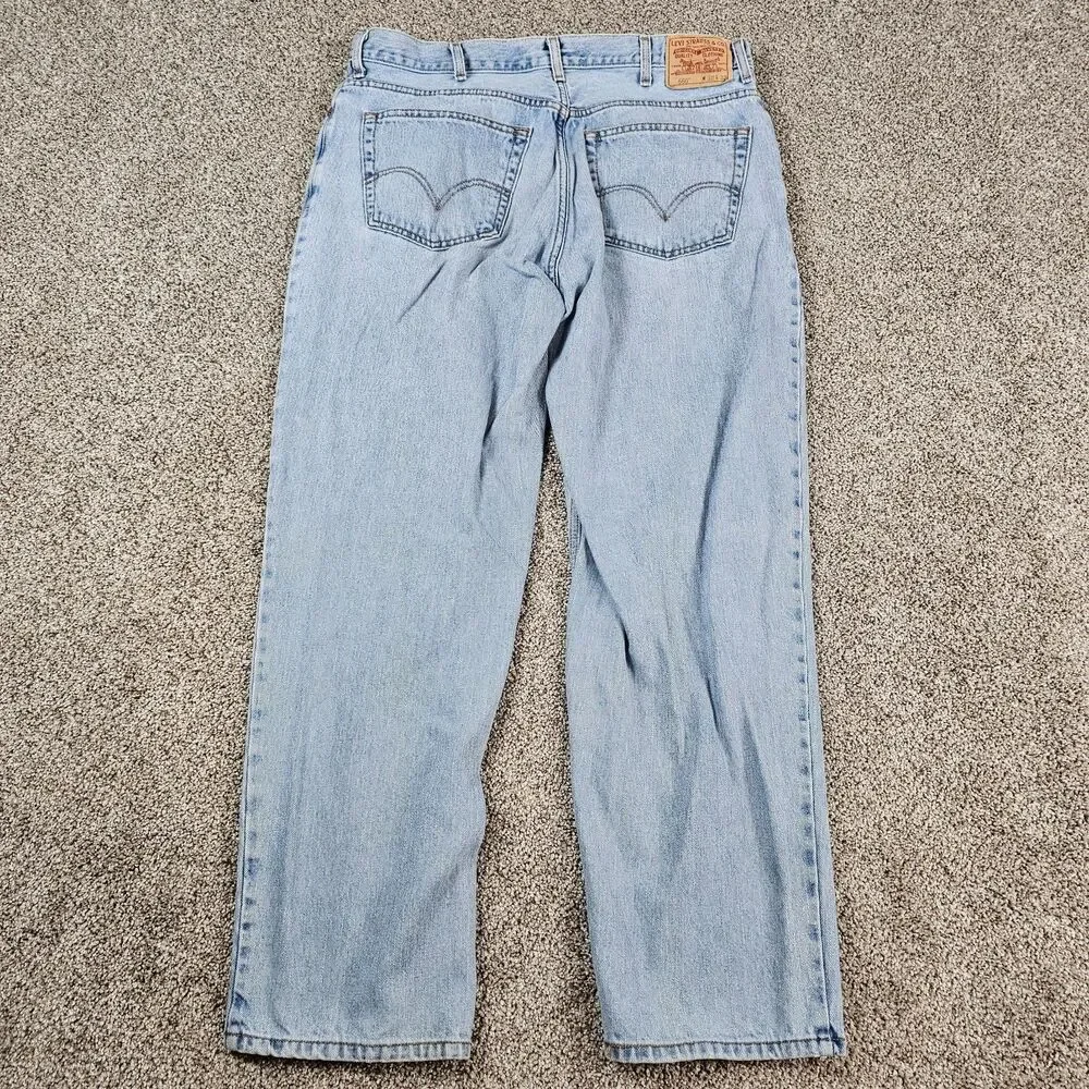 Levis 550 Jeans Mens 38x31 Blue Denim Relaxed Tapered Grunge Skate Distressed